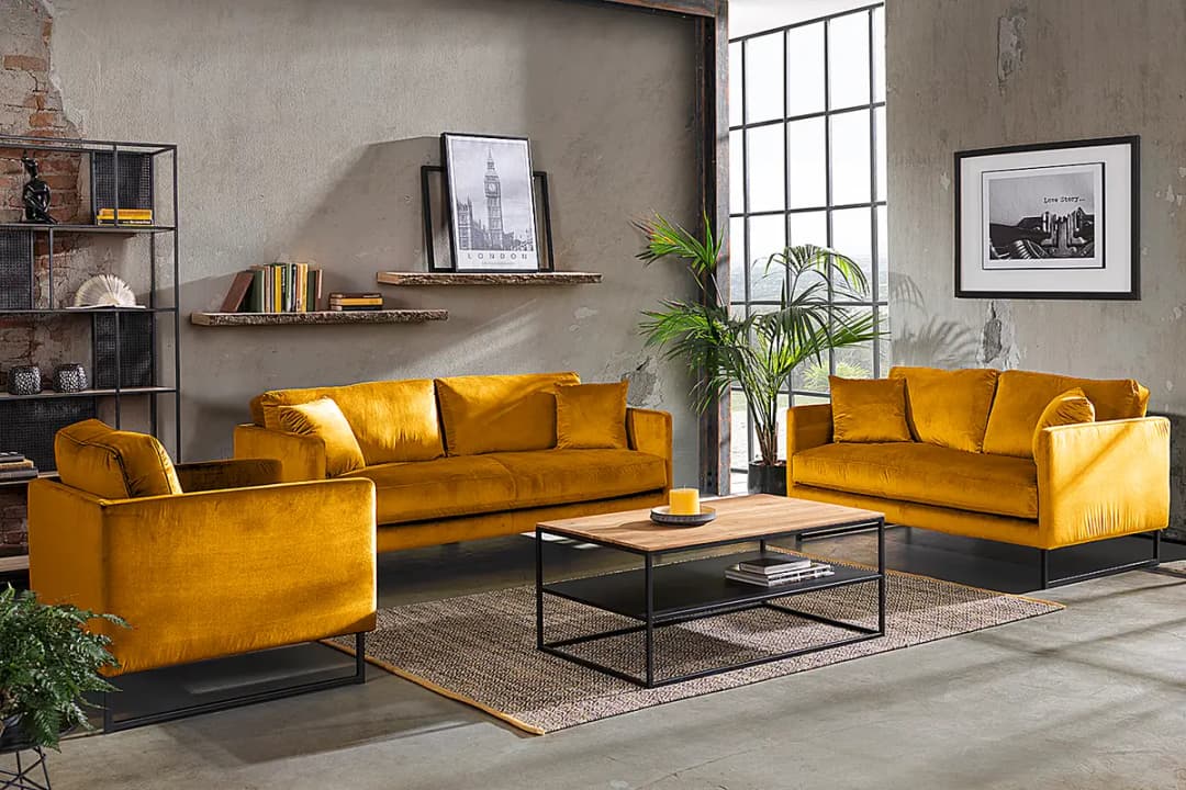 2-Sitzer Sofa Maronen | Gelb