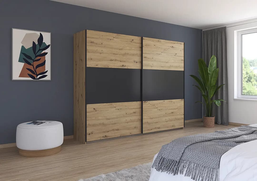rauch Blue Schwebetürenschrank Neo | Holztöne