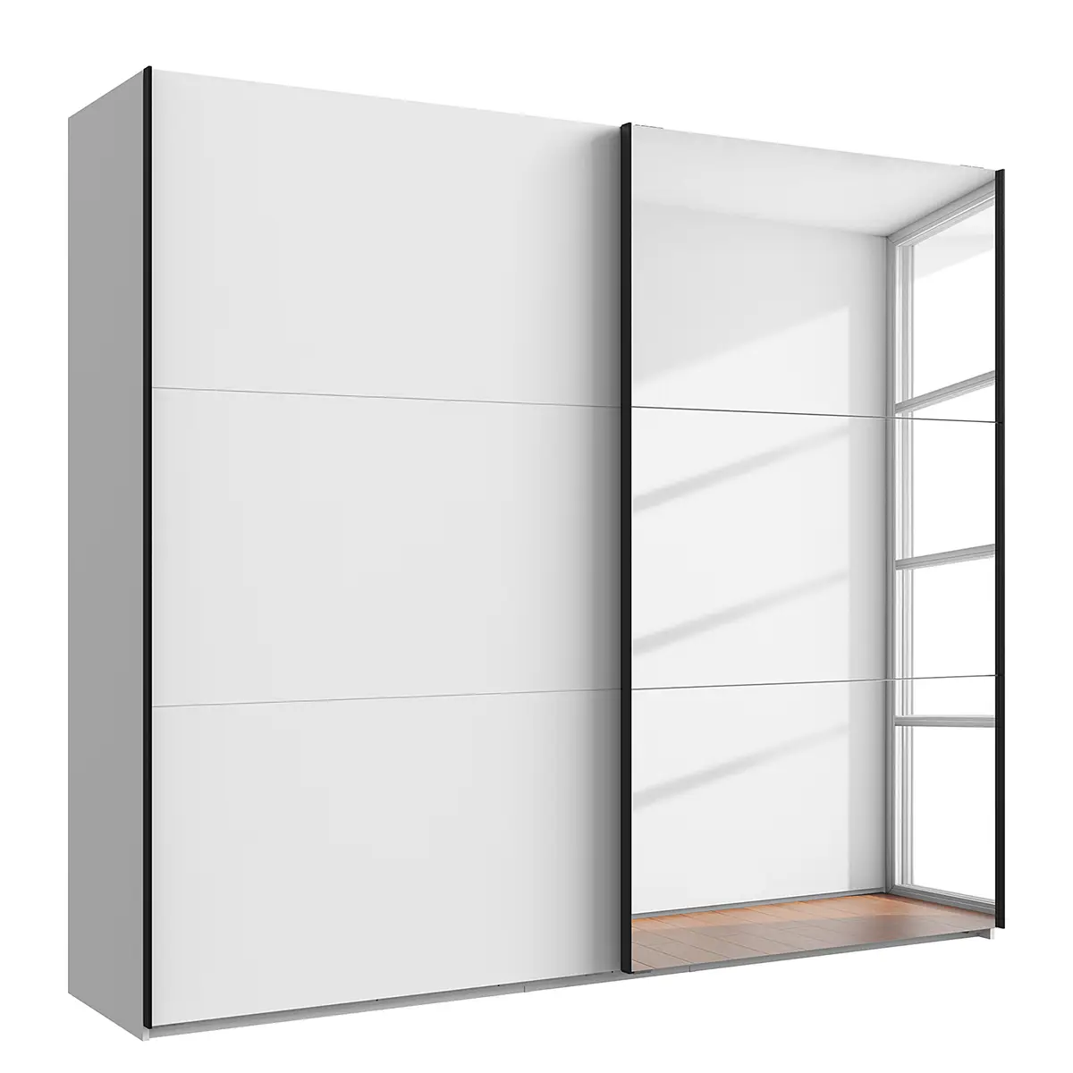 Schwebetürenschrank Level36 236 cm Typ B 250cm Weiß/Weiß | Weiß