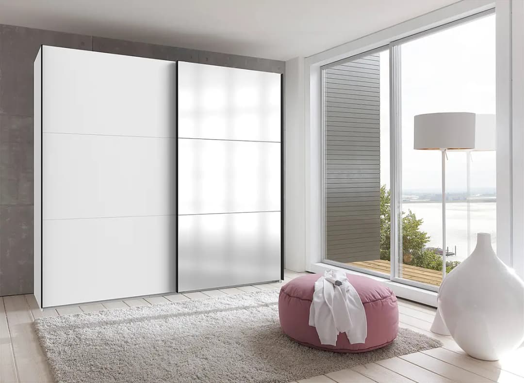 Schwebetürenschrank Level36 236 cm Typ B 250cm Weiß/Weiß | Weiß