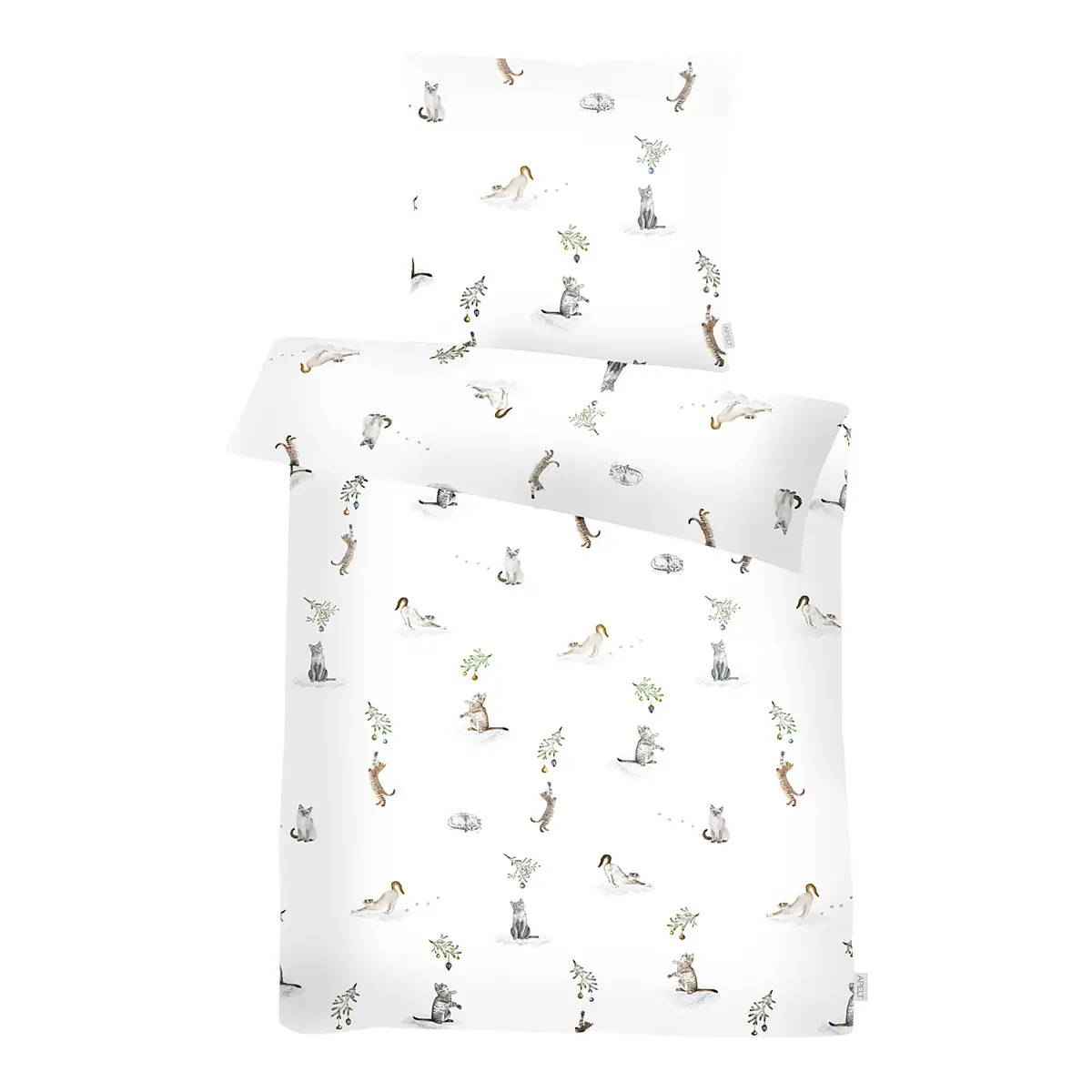 Mako-Satin-Bettwäsche Cats | Weiß