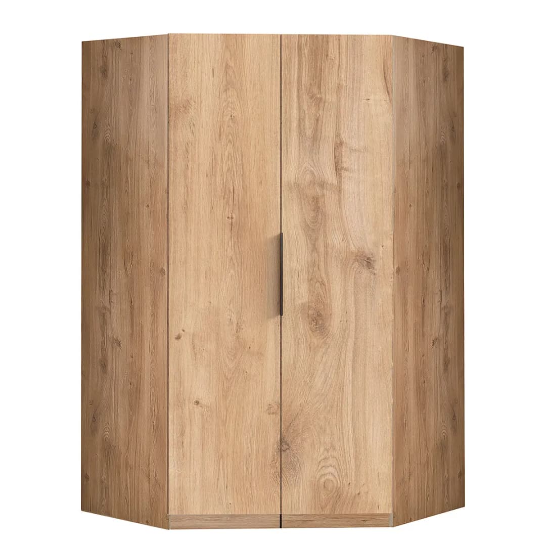 Beleuchteter Eckschrank Level36 216cm Braun/Plankeneiche Dekor Schwarz