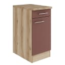 Unterschrank 40cm Rot/Rostrot/Wildeiche Dekor | Rot
