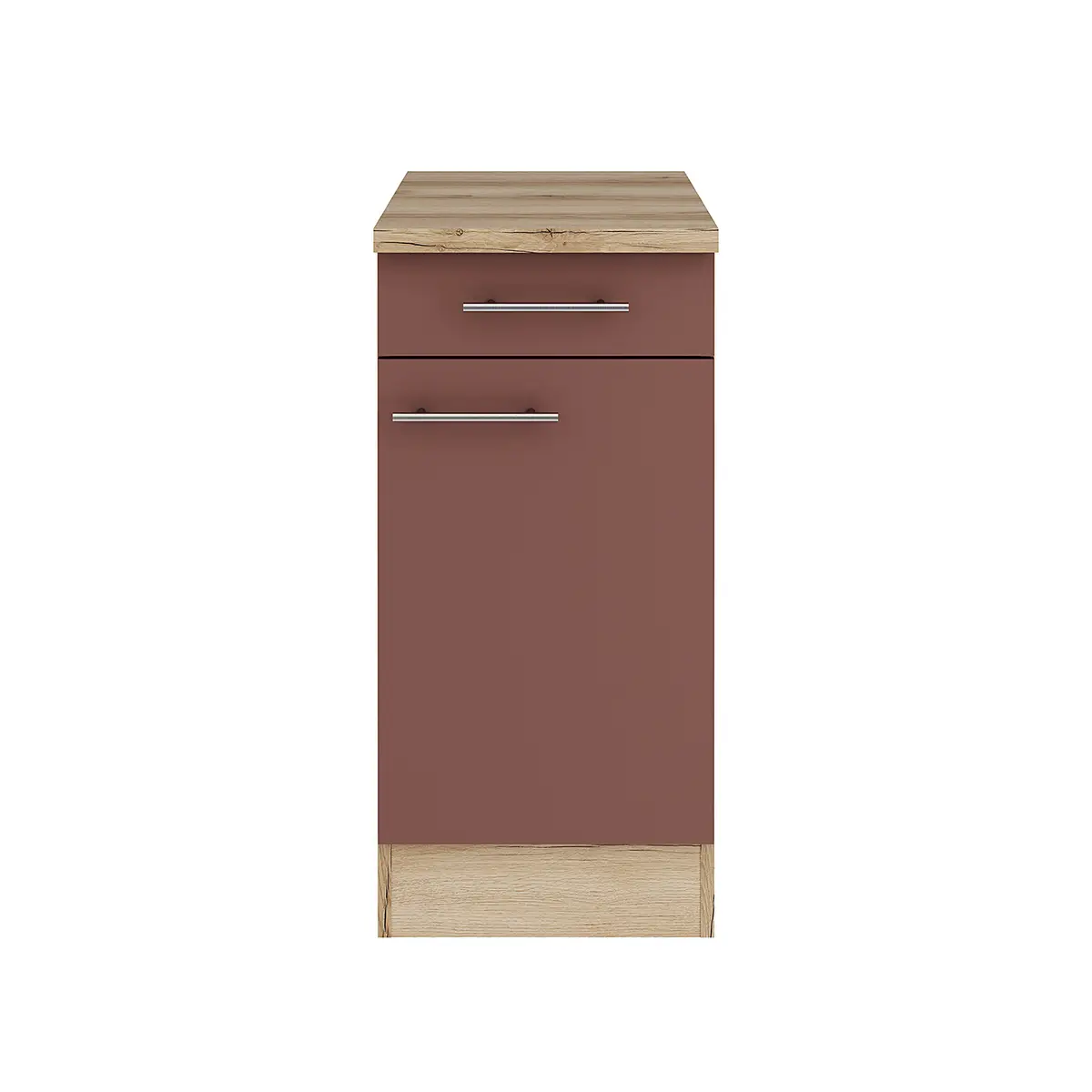 Unterschrank 40cm Rot/Rostrot/Wildeiche Dekor | Rot