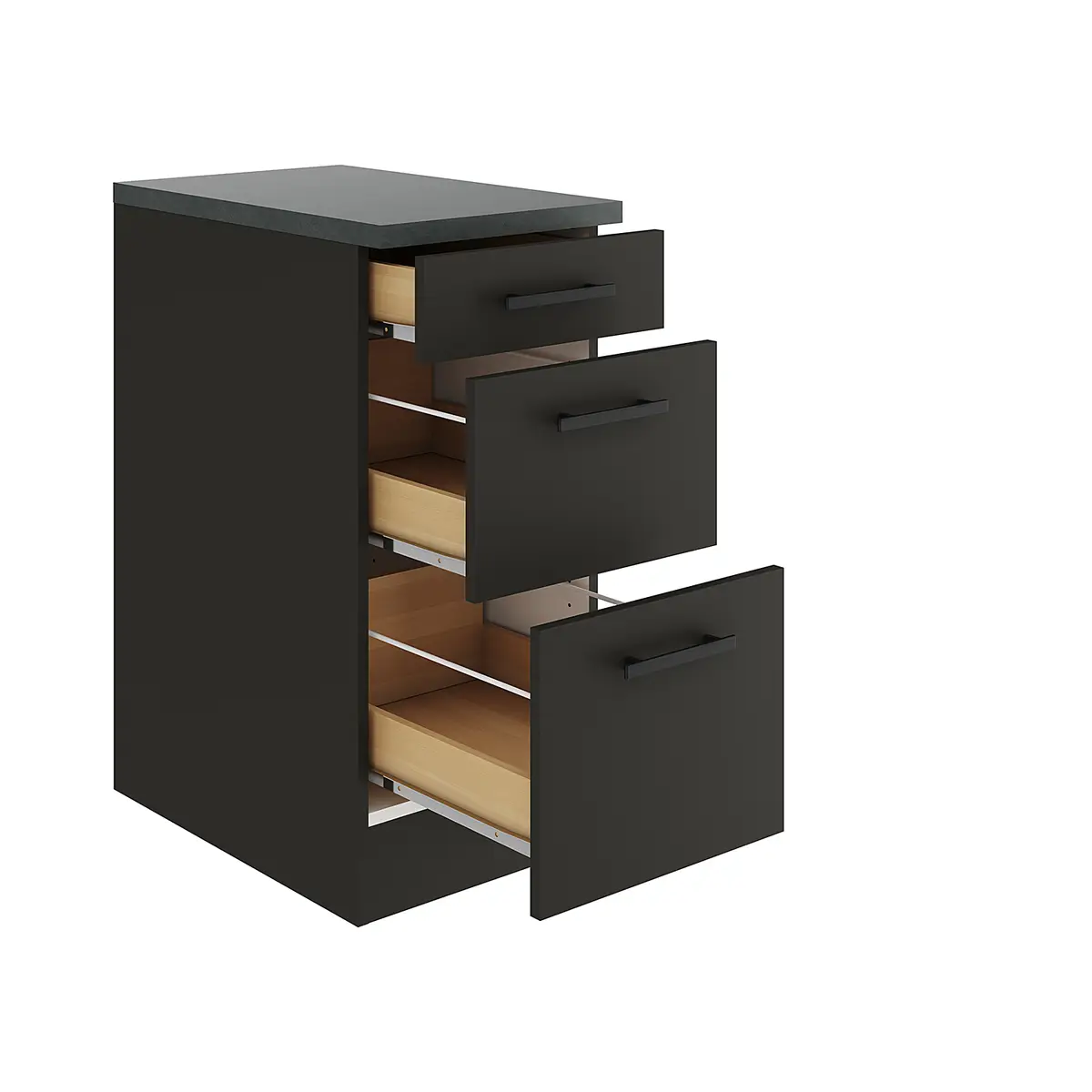 Schubladenunterschrank 40cm Grau/Matt Anthrazit | Grau