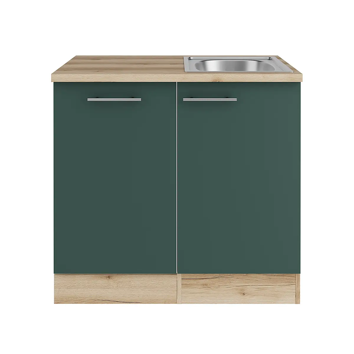Optifit Spülenschrank Variante C 90cm Grün/Grün/Wildeiche Dekor | Grün