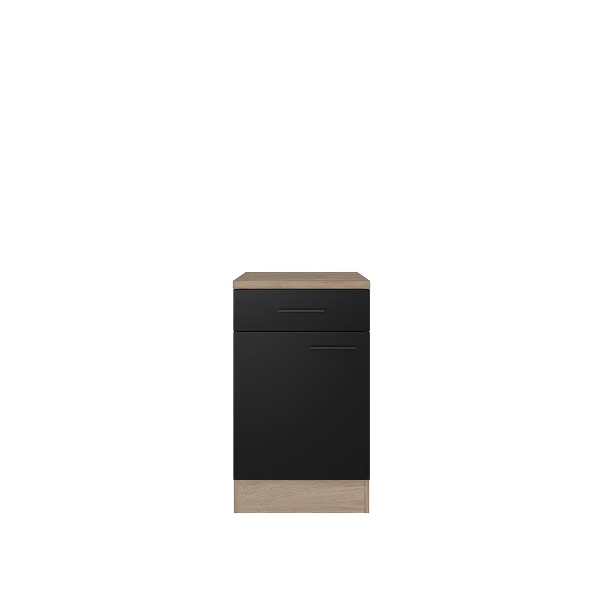 Unterschrank 50cm Schwarz/Schwarz/Wildeiche | Schwarz
