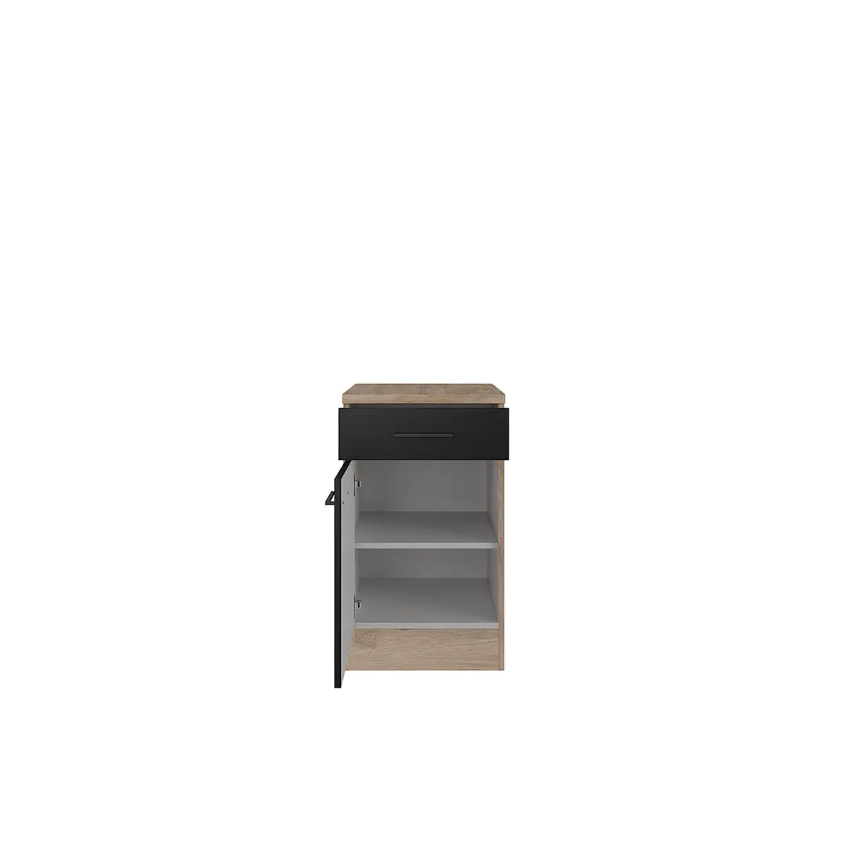 Unterschrank 50cm Schwarz/Schwarz/Wildeiche | Schwarz