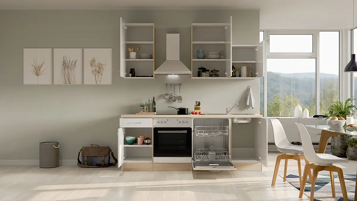Küchenzeile 220 cm Kombi A | Weiß