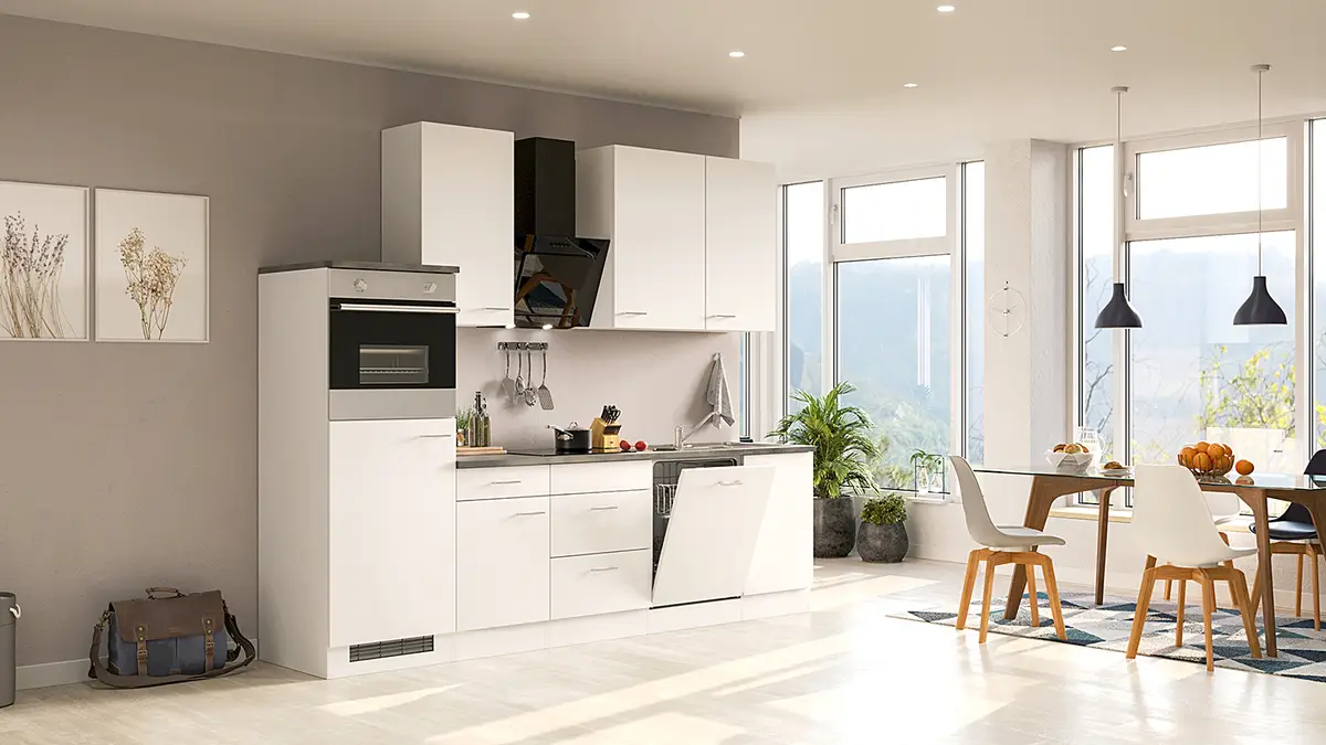 loftscape Autarke Küchenzeile 280 cm | Weiß