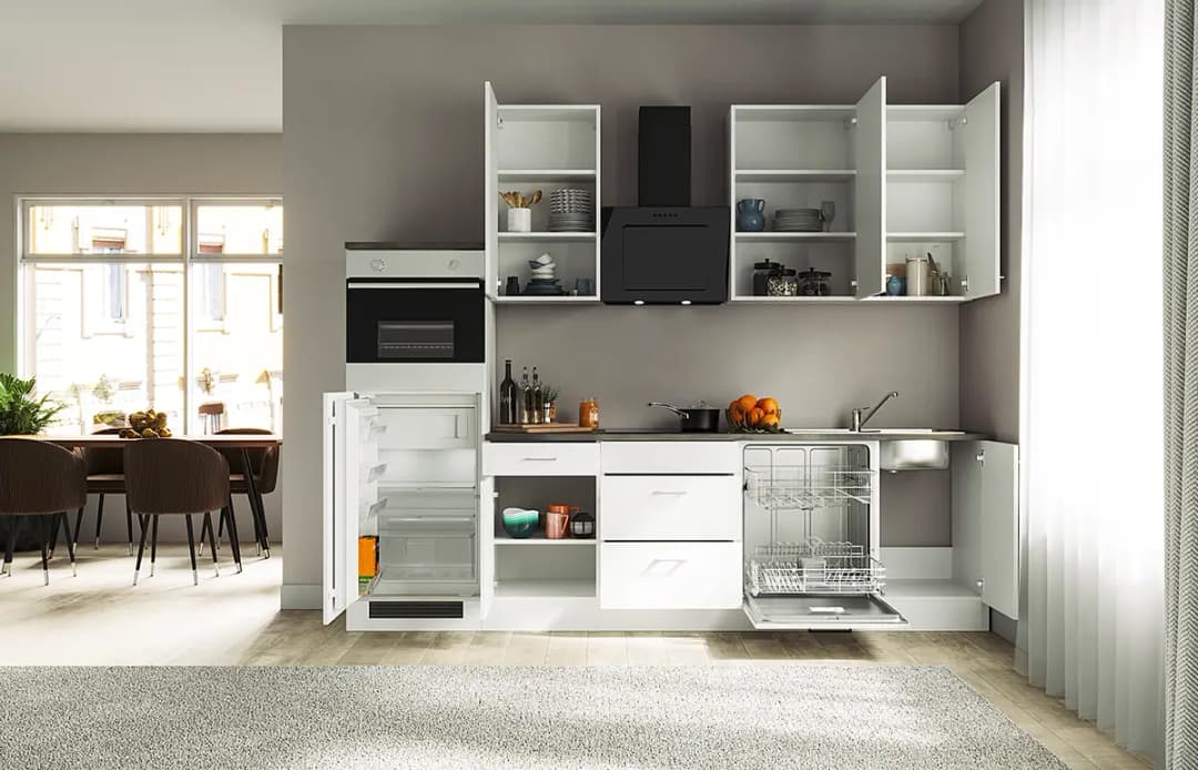 loftscape Autarke Küchenzeile 280 cm | Weiß