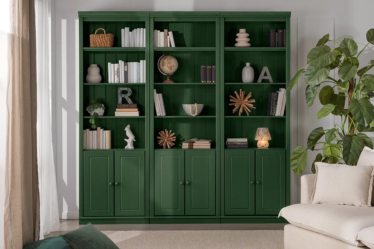 Massive Bücherwand Typ C | Grün