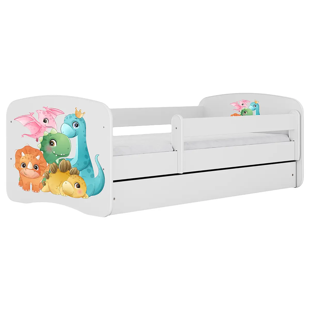Kids Club Collection Einzelbett Dino 80 x 160cm mit Lattenrost Weiß