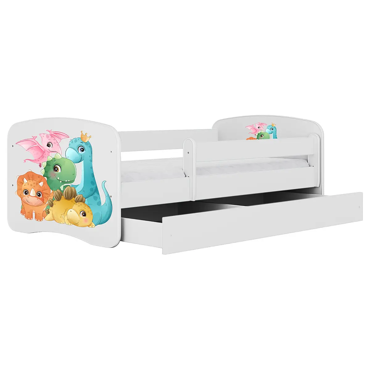 Kids Club Collection Einzelbett Dino 80 x 160cm mit Lattenrost Weiß