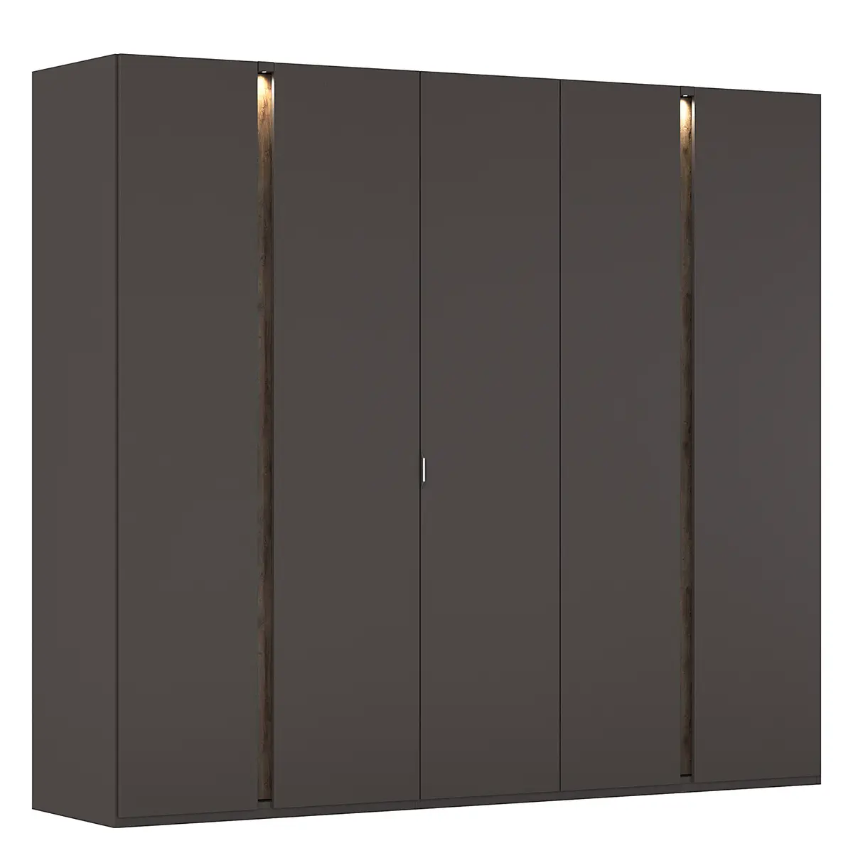 Drehtürenschrank Luana 251cm mit Beleuchtung | Holztöne