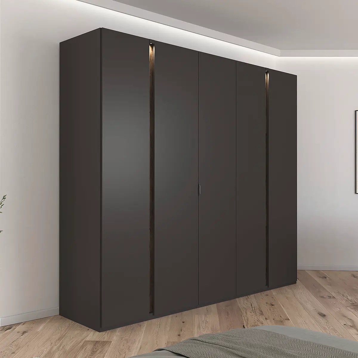 Drehtürenschrank Luana 251cm mit Beleuchtung | Holztöne
