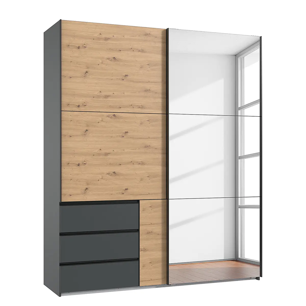 Schwebetürenschrank Level36 236 cm Typ A 200cm | Holztöne