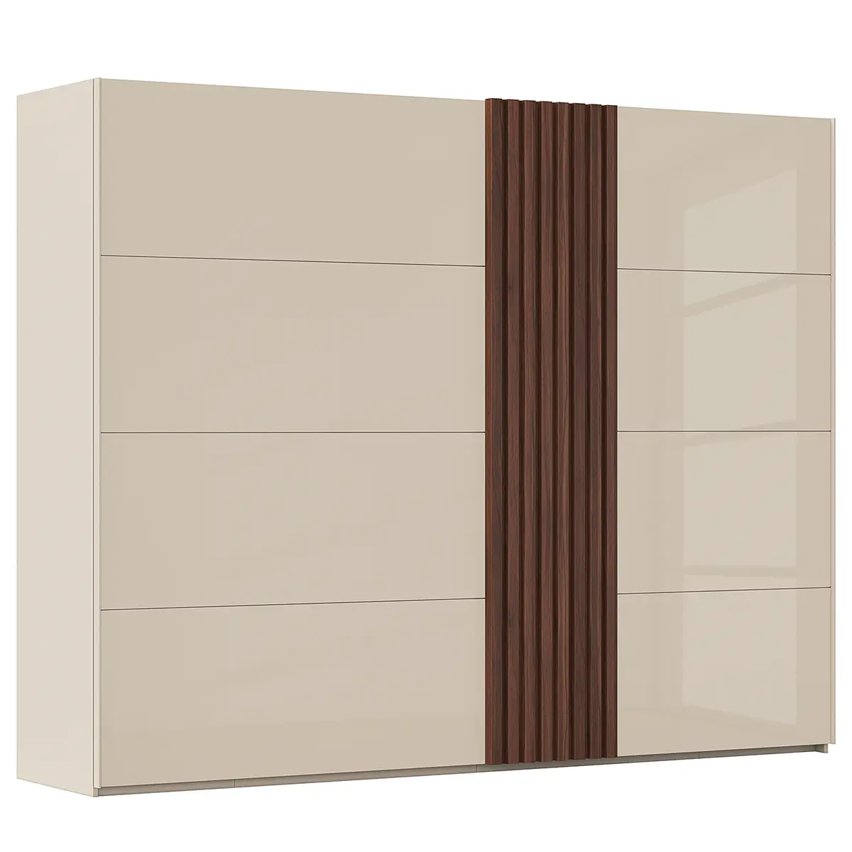 rauch Black Schwebetürenschrank Pero 281cm Beige/Champagner Nussbaum