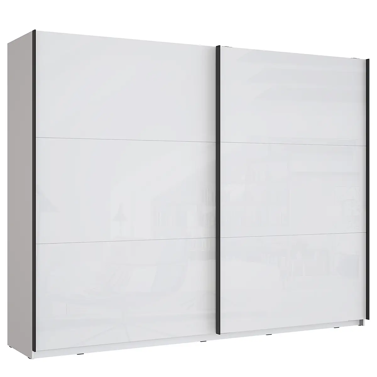 Schwebetürenschrank Zomme Plus 270cm Weiß Schwarz | Weiß