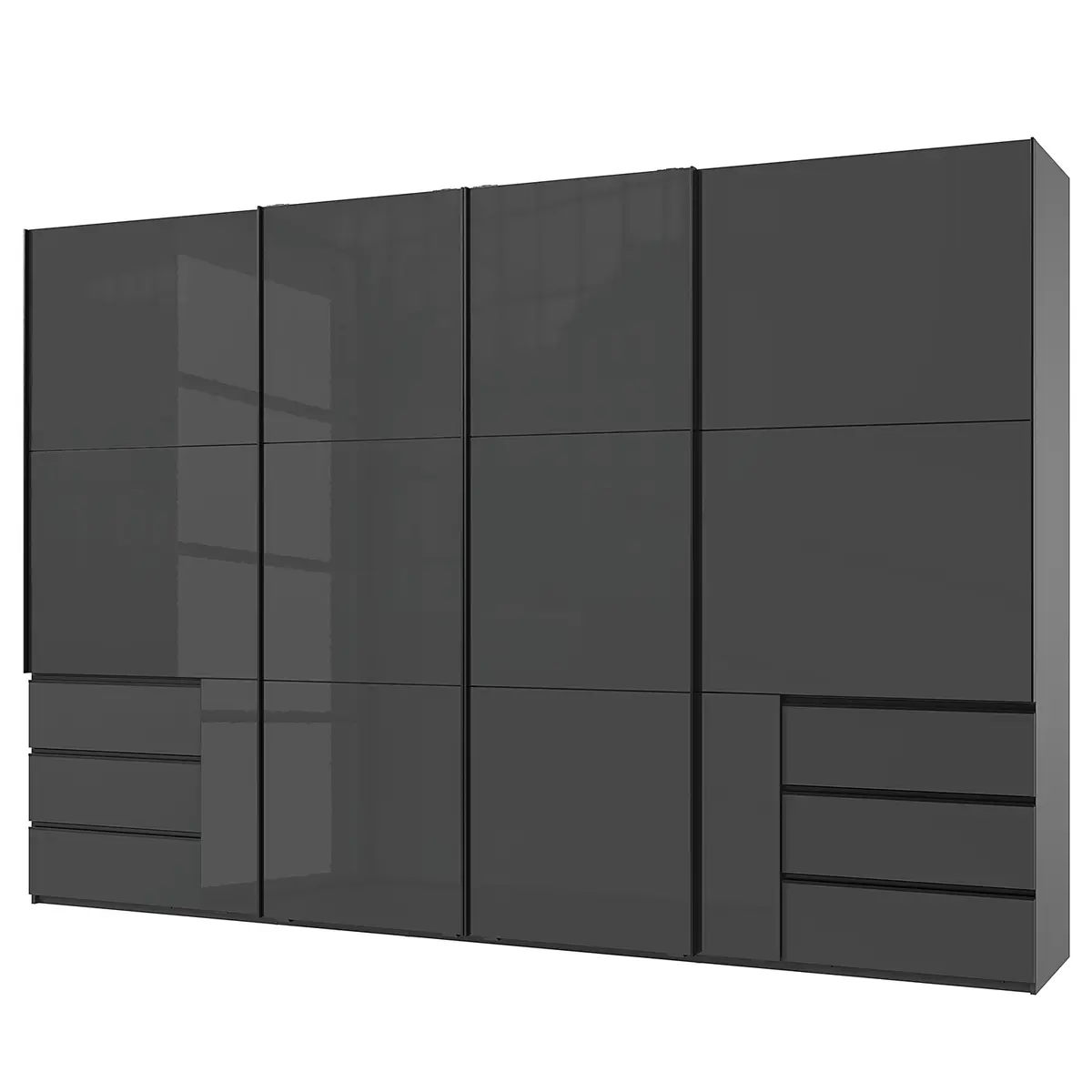 Schwebetürenschrank Level36 236 cm Typ A 350cm Grau/Glas Grau