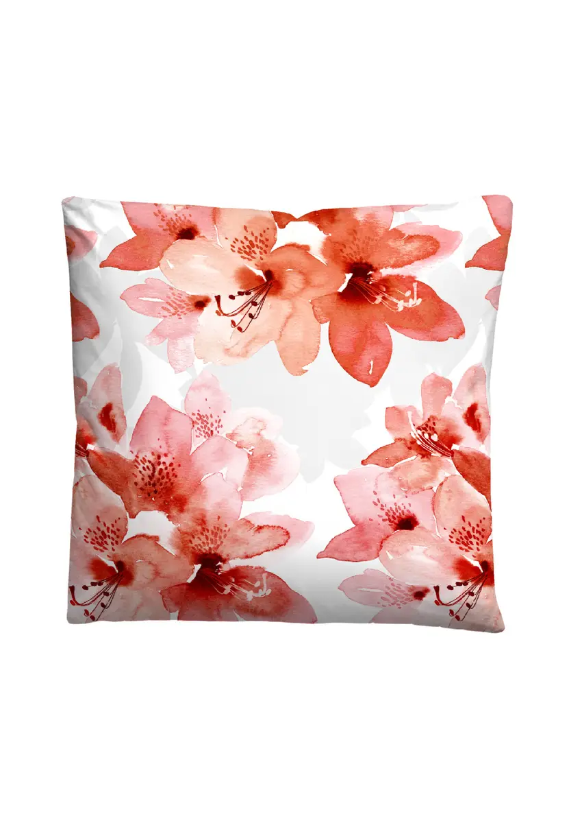 Castell Biber-Bettwäsche Blumen 155 x 220 cm + Kissen 80 x 80 cm | Rot