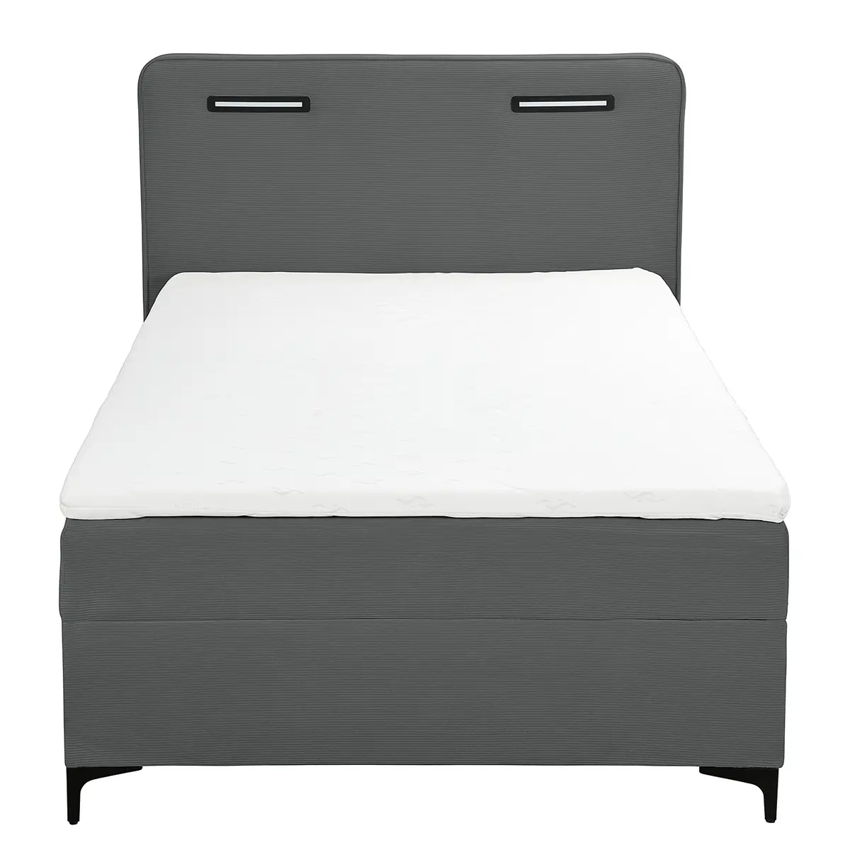 Beleuchtetes Boxbett Tewon 100 x 200cm Cordstoff Onika Grau