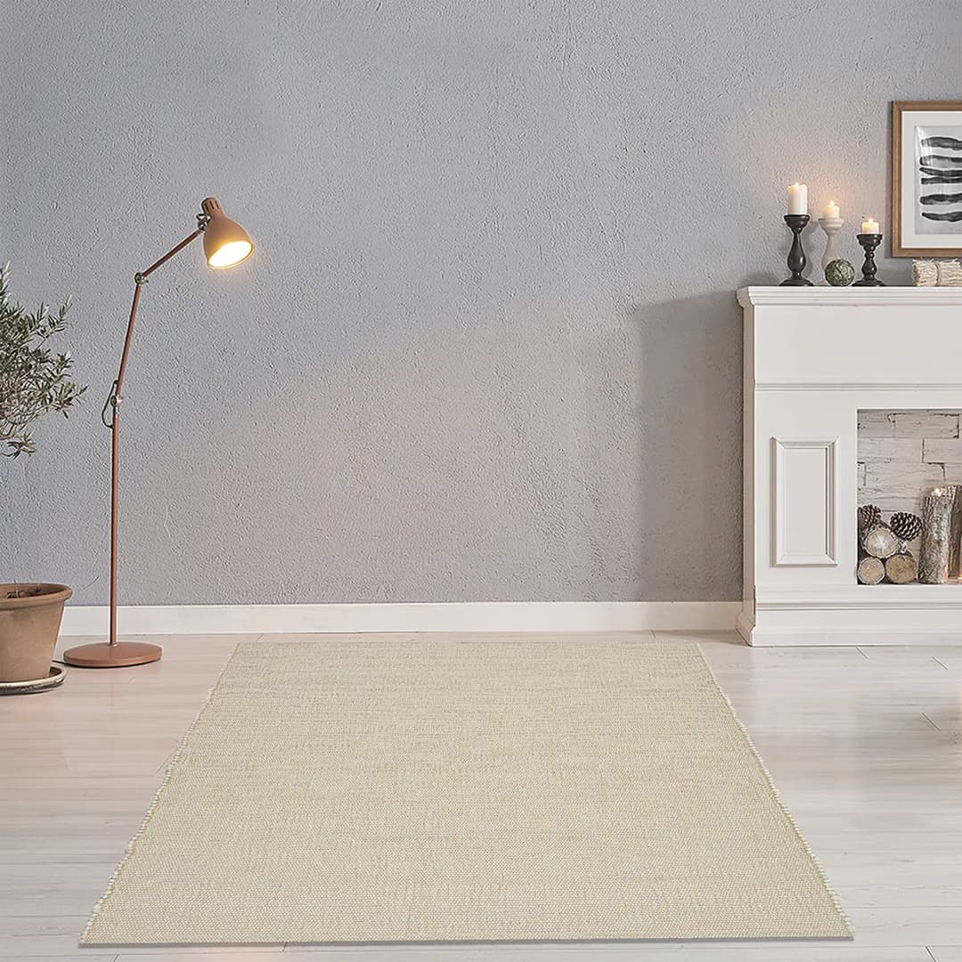 THEKO Wollteppich Alm-Glück Weiß/Beige 160 x 230cm | Beige
