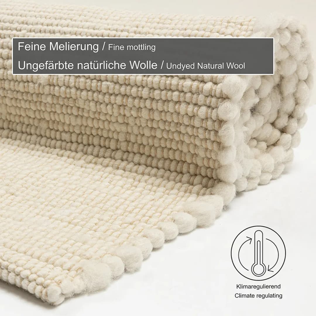 THEKO Wollteppich Alm-Glück Weiß/Beige 250 x 350cm | Beige
