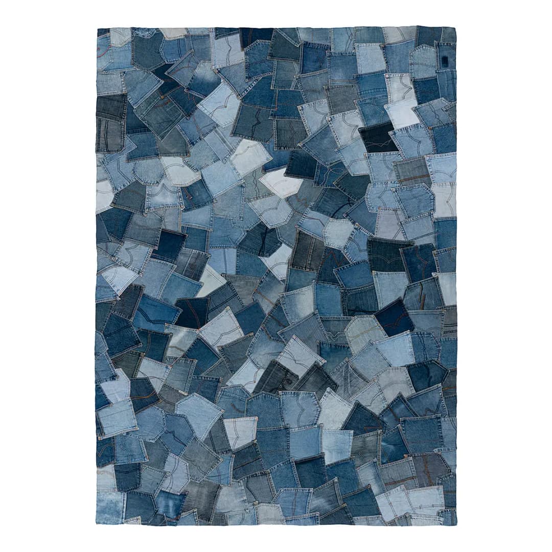Kurzflorteppich My Denim Pocket Blau 80 x 150cm Flachgewebe
