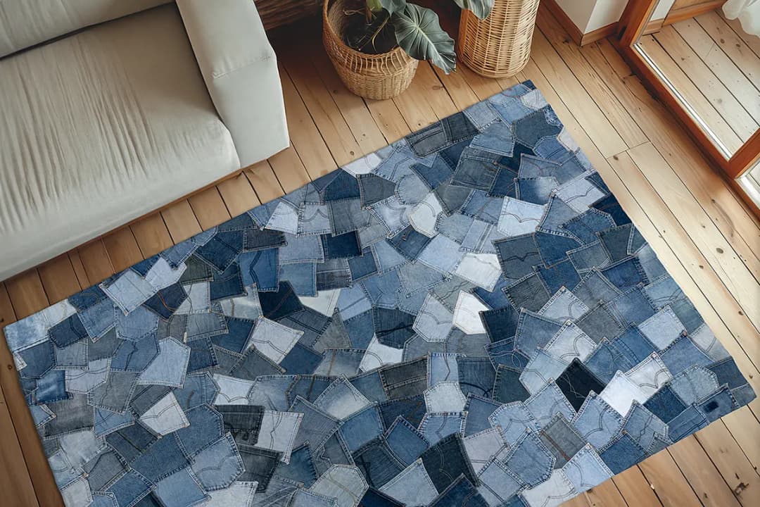 Kurzflorteppich My Denim Pocket Blau 80 x 150cm Flachgewebe