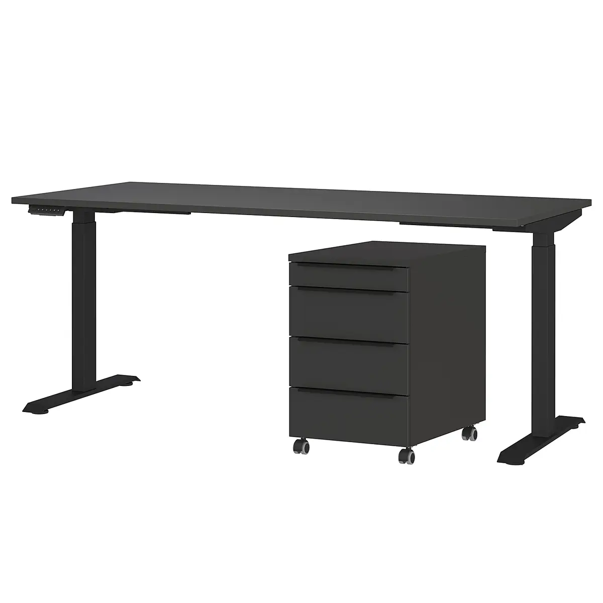 Höhenverstellbarer Schreibtisch Mailand 180cm Grau/Graphit | Grau