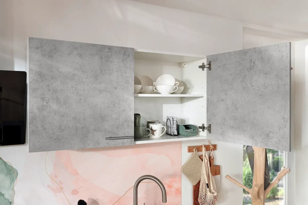 Küchenzeile Malia III 210cm Grau/Beton Dekor | Grau
