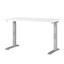 Höhenverstellbarer Schreibtisch Downey 120cm Weiß/Weiß/Silber | Weiß