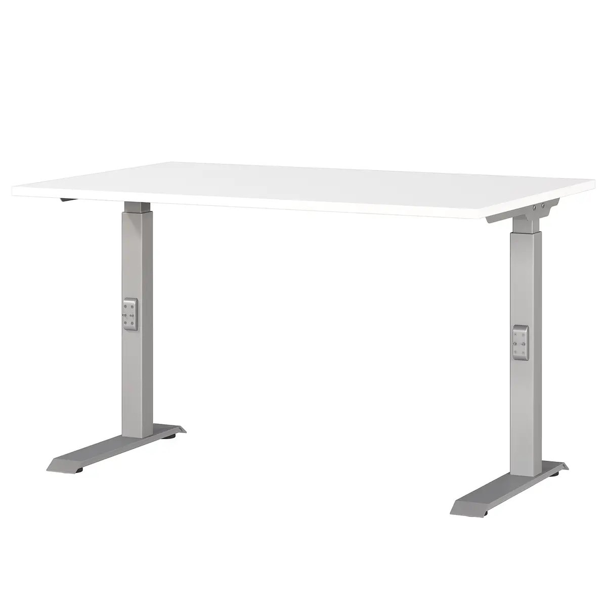 Höhenverstellbarer Schreibtisch Downey 120cm Weiß/Weiß/Silber | Weiß