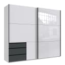 Schwebetürenschrank Level36 216 cm Typ A 250cm Weiß/Glas Weiß