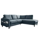 Ecksofa Kuhni mit Ottomane Blau Strukturstoff Ethea | Blau