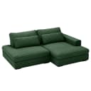 Ecksofa mit Schlaffunktion Grün Plüsch-Cordstoff Tila | Grün
