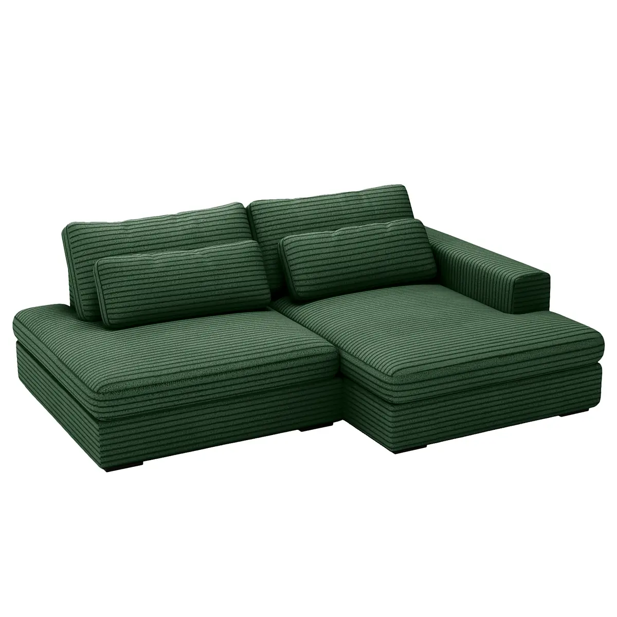 Ecksofa mit Schlaffunktion Grün Plüsch-Cordstoff Tila | Grün
