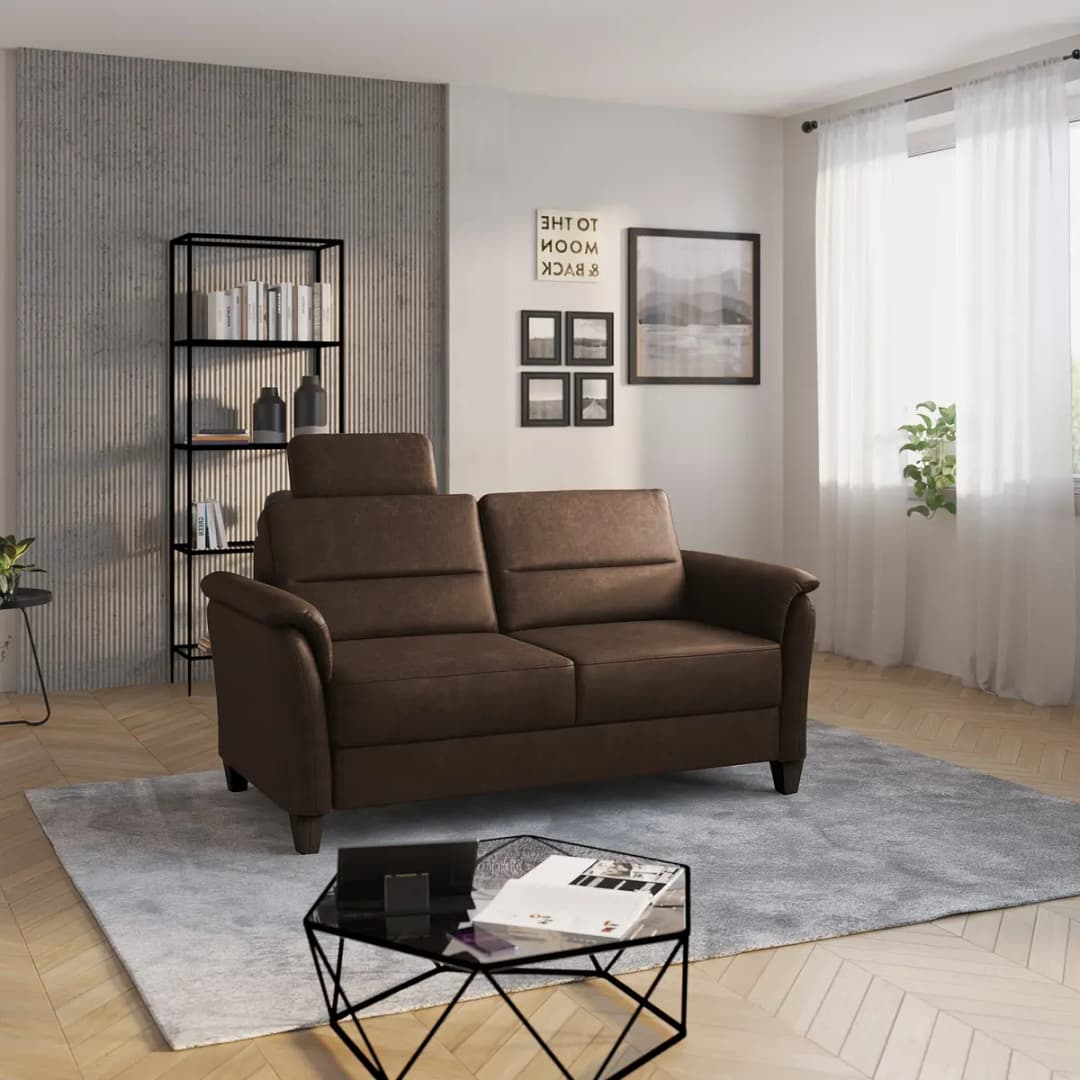 3-Sitzer Sofa Braun Microfaser Priya | Braun