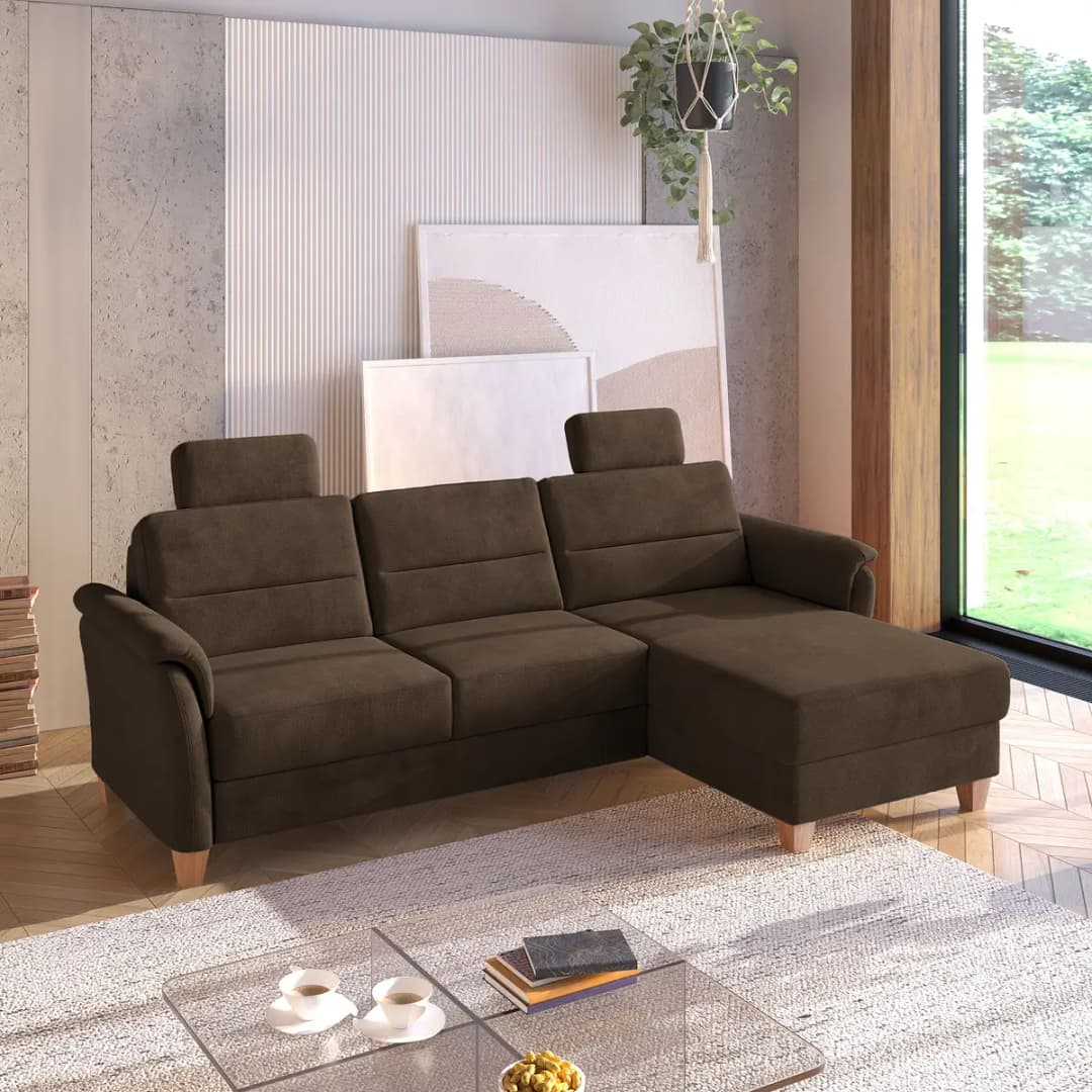 Fredriks Ecksofa mit Longchair Palila | Braun