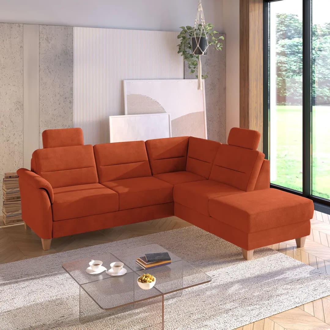Fredriks Ecksofa mit Ottomane Palila | Orange