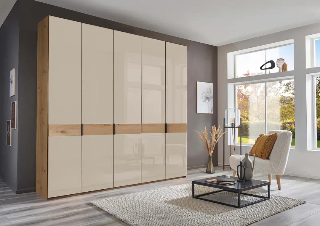 Drehtürenschrank - Glastür B 246 x 236cm Braun/Beige/Champagner