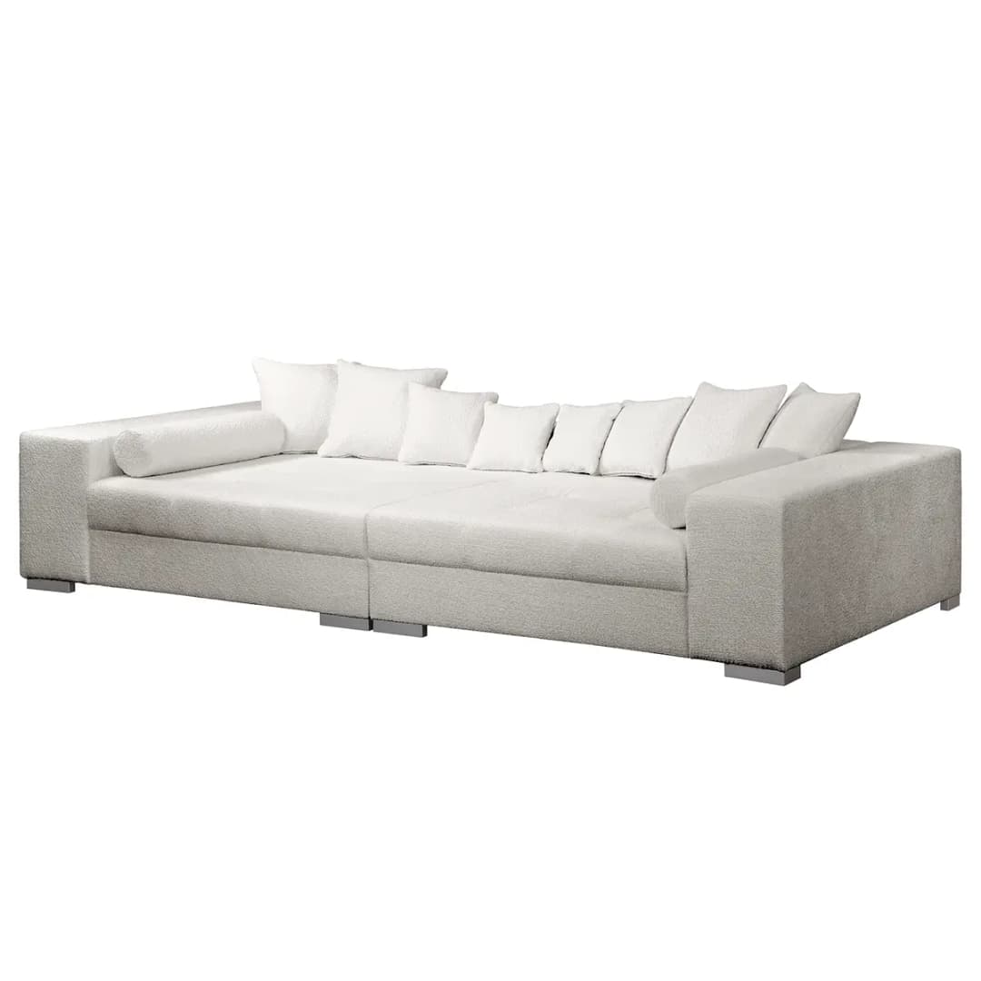 Big-Sofa Grau Bouclé Stoff Abby | Grau