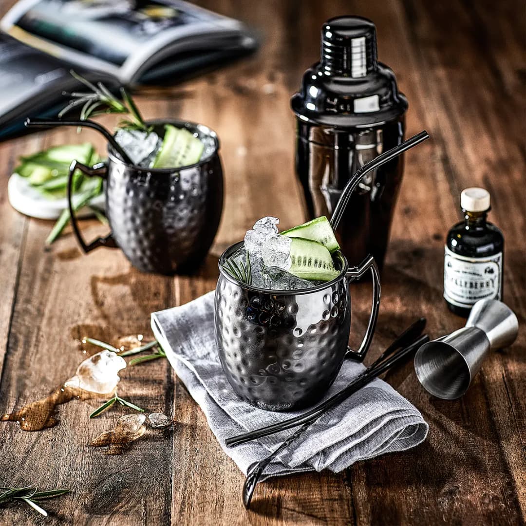 Becher MOSCOW MULE 4er-Set | Schwarz