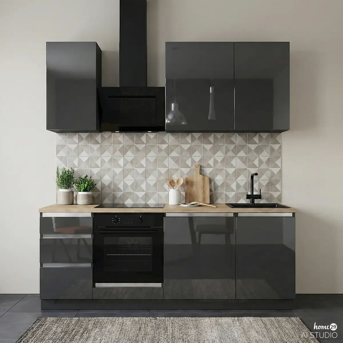 loftscape Küchenzeile Karpaty 210 cm | Grau