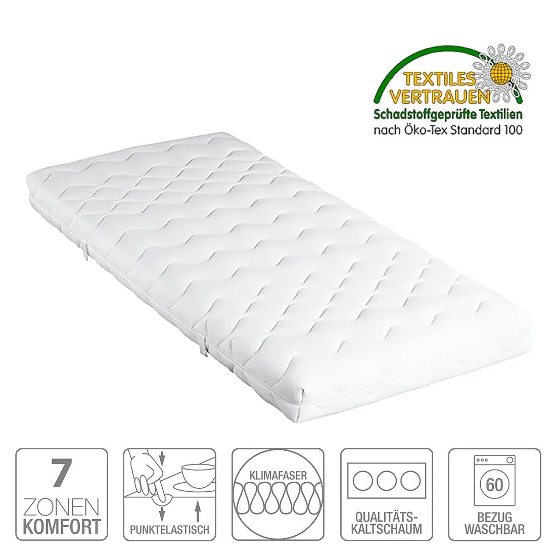 7-Zonen Matratze Nova Dream Med KS 120 x 200cm | Weiß