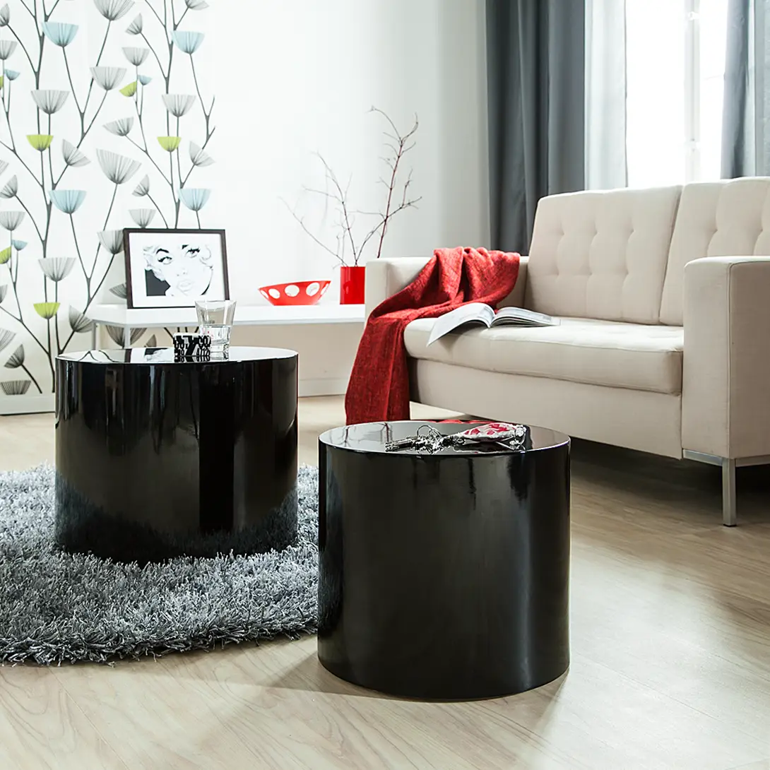 Beistelltisch Circle 2er-Set | Schwarz