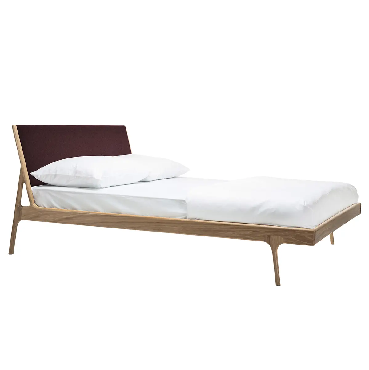 Bett Typ A 180 x 200cm Stoff Muya Braun/Violett/Eiche Hell