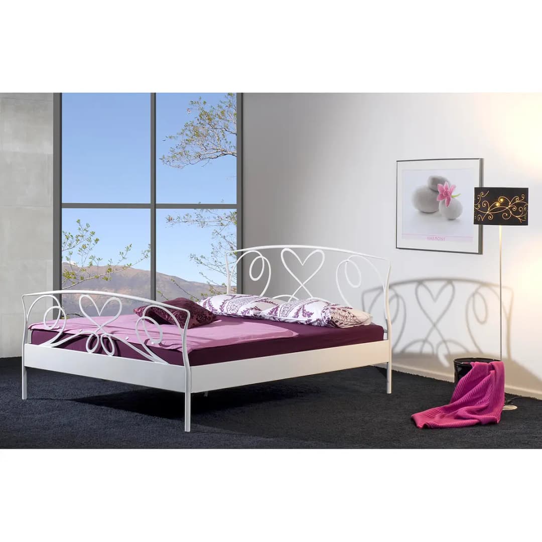 Bett Toscana 160 x 200cm Eisen, lackiert Weiß Antik Weiß | Weiß