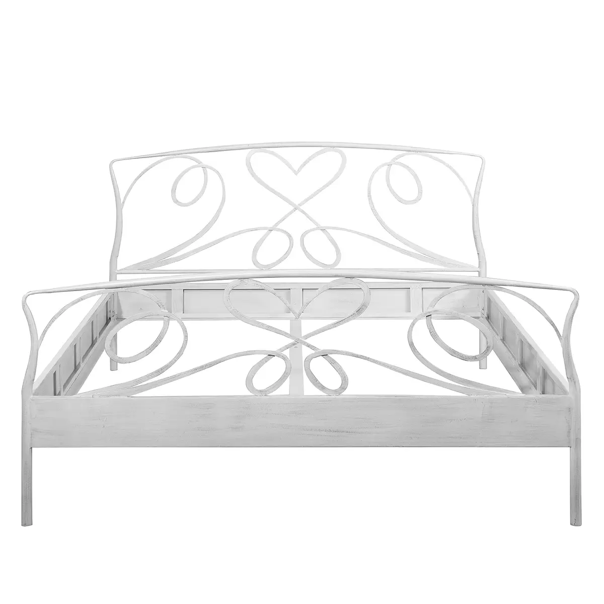 Bett Toscana 160 x 200cm Eisen, lackiert Weiß Antik Weiß | Weiß